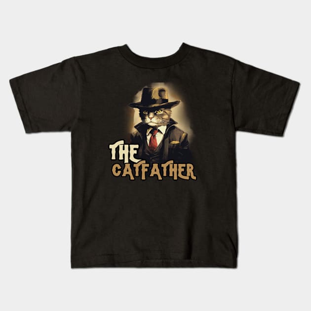 THE CATFATHER, minimalistic, gift present ideas Kids T-Shirt by Pattyld